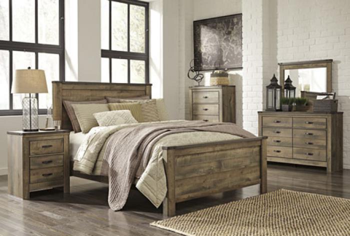 Trinell Queen Panel Bed w/ Dresser, Mirror Chest and Nightstand image 1